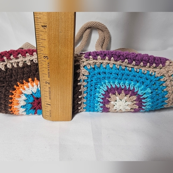Urban Outfitters Crochet Knit Granny Floral Daisy Colorful Bag Boho Hippie - Picture 13 of 13